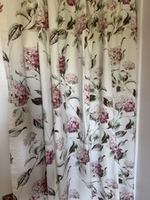 Laura Ashley HYDRANGEA raspberry full length curtains. Linen mix.