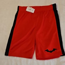 Batman Boys Athletic Shorts Red Black Size 8 100 Polyester Elastic Waist