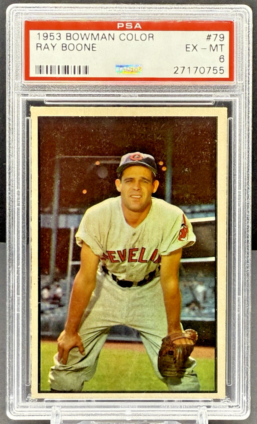 1953 Bowman Color Ray Boone PSA 6 EX-MT Cleveland Indians Card #79       cc23