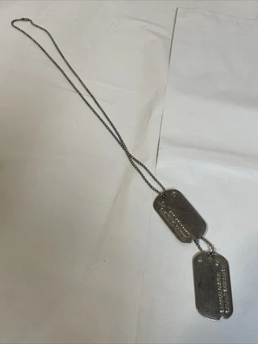 WW2 US Military Dog Tag Set US Army Sets Bead Chain Vet Diehl T45 Tetanus Vtg