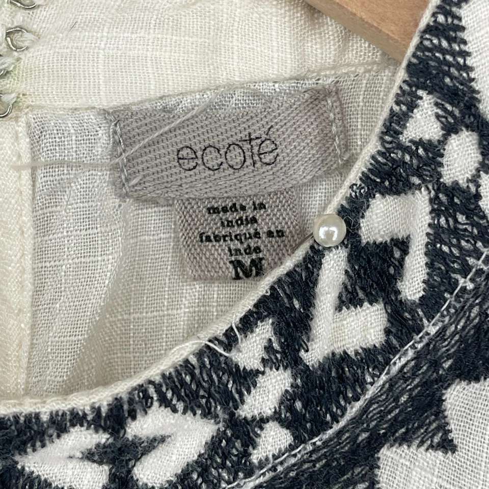 ECOTE URBAN OUTFITTERS Tank Top M Leah Embroidered Swing Cutout Back Off White - Image 4 of 4