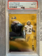 2024 Prestige Blake Corum Gold Xtra Points /75 PSA 8 RC