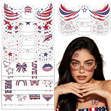 4Th of July Freckles Face Tattoos 36 Pcs or 250Th Party  12 Waterproof Glitte