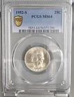 ⚡️🚚🔥MS64 👀🔥1952-S 25c Washington Quarter Dollar PCGS FAST SHIPPING