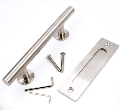 Goldenwarm 12 in Sliding Barn Door Handle and Flush Pull Set-7 Inch Hole Centers