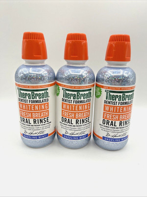 Therabreath Whitening Fresh Breath Oral Rinse Dazzling Mint 16 Oz Exp 09/26 3 PK