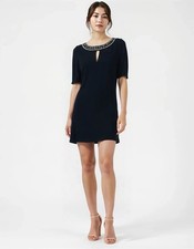 NWT VINCE CAMUTO Embellished Short Sleeve Midi Dress Black Size 10