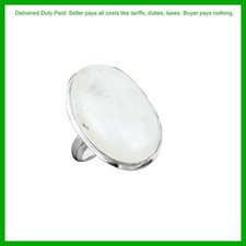 Valentines Deal 925 Silver Natural Rainbow Moonstone Solitaire Statement Ring