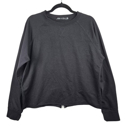 JET John Eshaya Long Sleeve Shirt Top Zipper Back Sweatshirt Size M/L Raw Hem