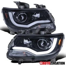 Fit 2015-2022 Chevy Colorado Smoke Black LED Tube Halogen Projector Headlights