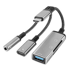 4-in-1 USB C to 3.5mm Headphone Audio Adapter with 60W PD Fast Charging
