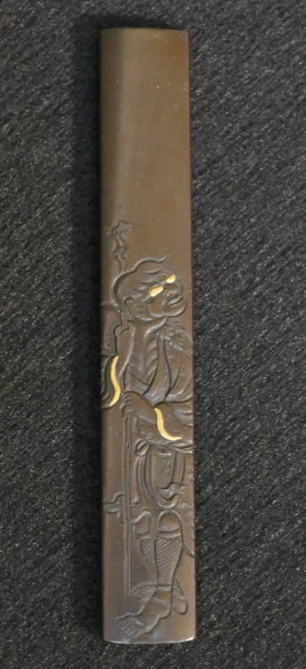 Antiguo estuche firmado y de descanso del 韃靼人 Tártaro mongol Kozuka 重光 Shigemitsu Foto 2 de 4