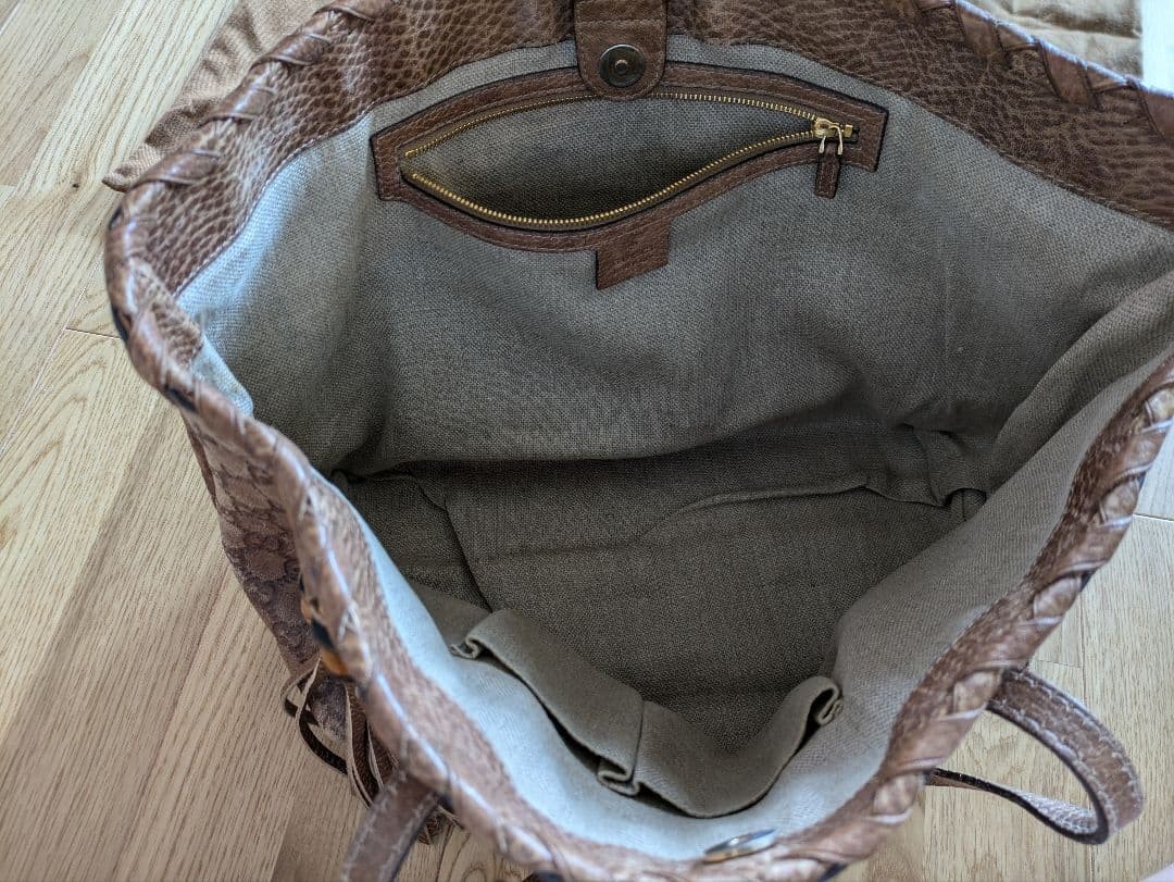 GUCCI Large GG Pattern Tote Bag Brown Leather Authentic thumbnail 5