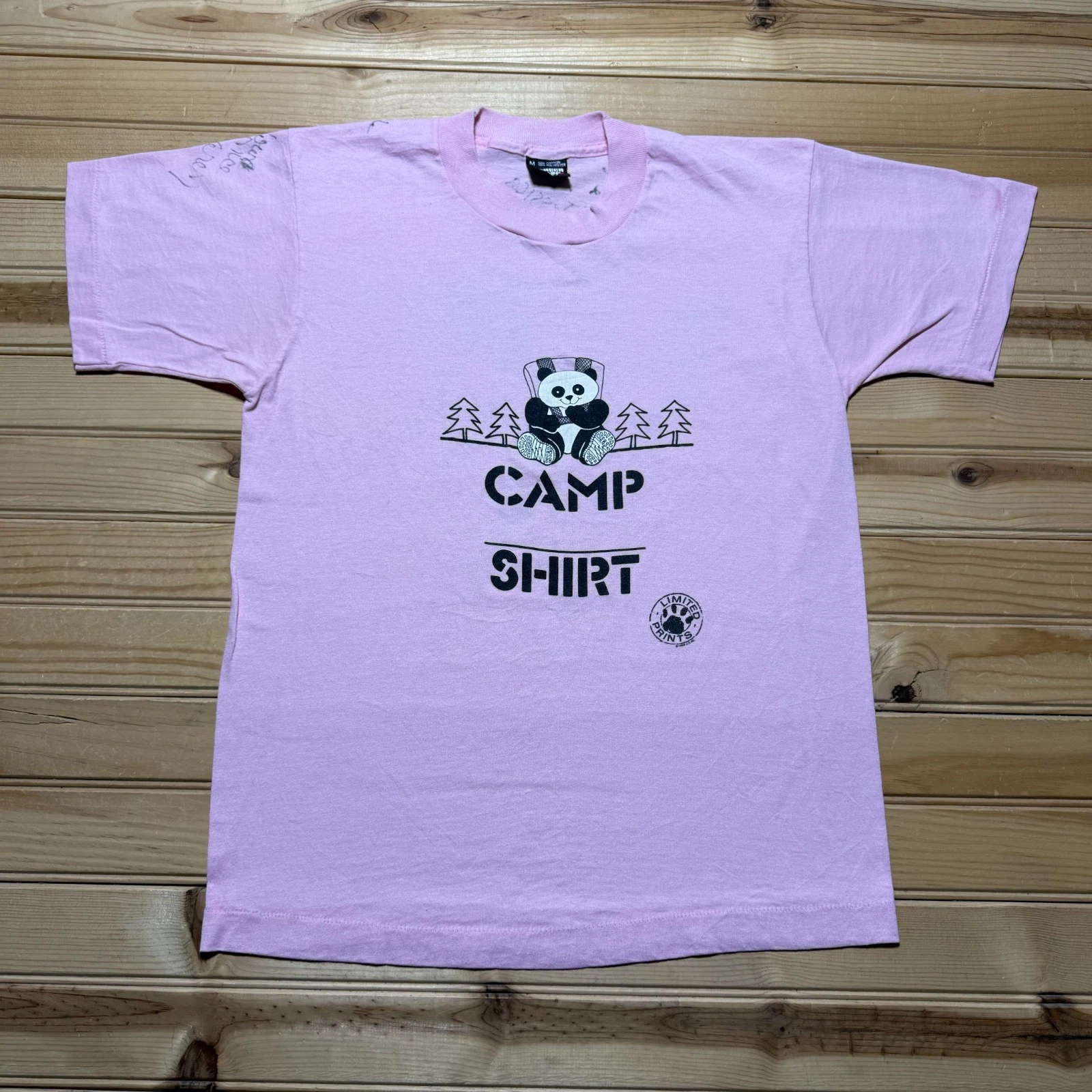 Vintage 1988 Camp Panda Limited Prints Graphic Autographed T-Shirt USA - Medium