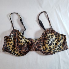 Victoria's Secret Second Skin Satin Unlined Demi Bra 38C Gold Leopard