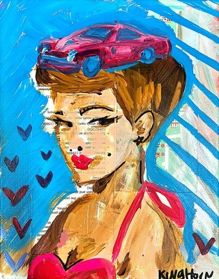 Kinghorn Original Painting on Canvas 11'' X 14''  Lady in the Paper