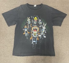 Vintage Looney Tunes Biker Shirt Taz Bugs Bunny Mens X-Large
