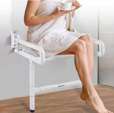 NEWTRY 21” Folding Shower Seat Wall Mounted, 660lb Fold Down Shower Seat with Su