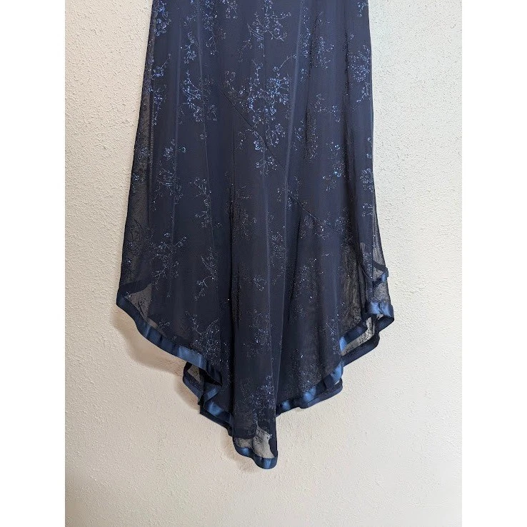 Vestido de Noche Taboo Azul Transparente Floral Brillo Asimétrico Hada Grunge Y2K Foto 2 de 4