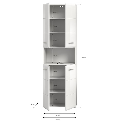 Hochschrank ICE - weiß Hochglanz - 60 cm breit - Bild 6 von 9