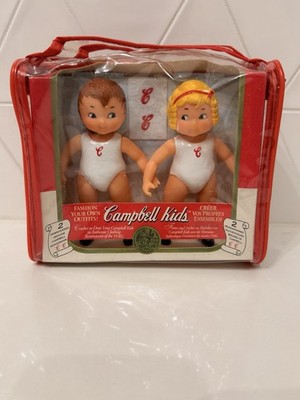 Vintage Campbell Kids Twin Dolls Set 3093 Fibre Craft 1995 Original Case EUC