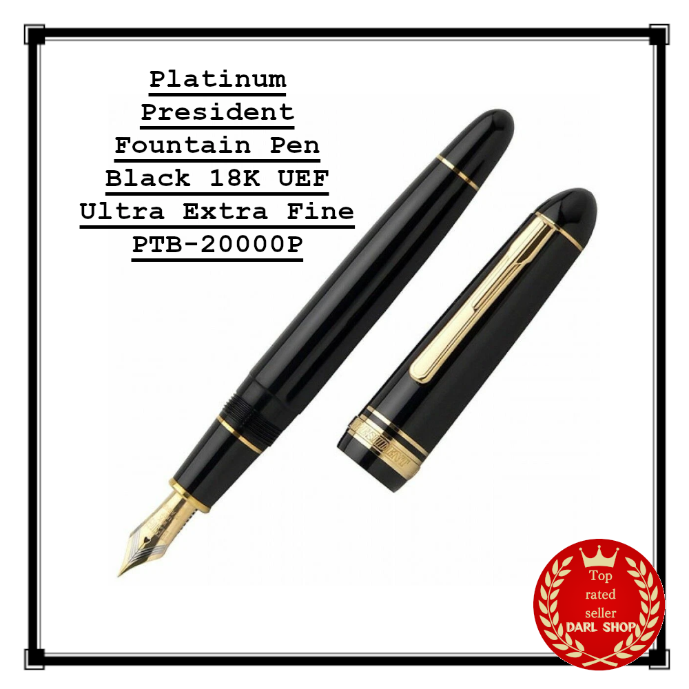 Platinum President Fountain Pen Black 18K UEF Ultra Extra Fine PTB