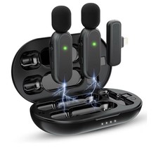 2pc Wireless Microphone for iPhone iPad 2 TX  1 RX  Charging Case 