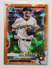 2021 Bowman Chrome Sapphire Brice Turang Orange Refractor /75 #BCP-10 Brewers