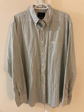 Faconnable Dress Shirt Men  s XL Green White Striped Club 100 Cotton