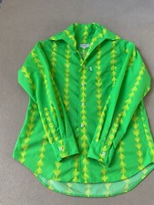 Fioucci Made In Italy Blouse Women?s Sz. L Green W/Yellow Hearts A-2-19