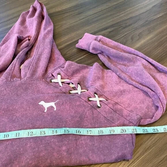 UNDERCOVER Felpa con cappuccio Victoria’s Secret ROSA donna XS viola cropped stringata accogliente e carina!
