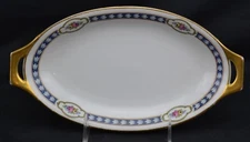 Thomas Bavaria Relish Handled Serving Dish Rose Spray Thick Gold 