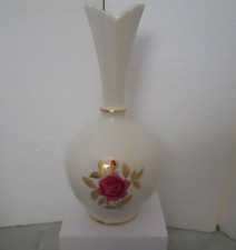 Lenox Rose Bud Vase Cream Ivory with Gold Trim 8" Tall Blue Mark Made in USA