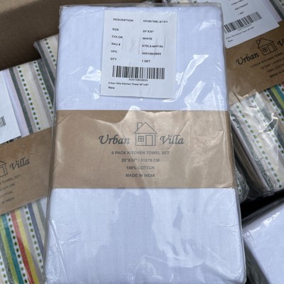 Urban Villa 6er Pack Küchentuch Set 100% Baumwolle weiß 20x30''