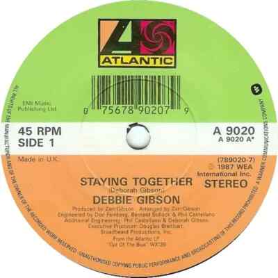 Debbie Gibson Staying Together Vinyl Single 7inch Atlantic