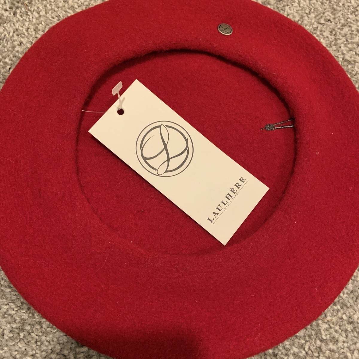 Laulhère Paris Red Beret France pure merino wool black  display picture 2