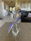 Formia Murano Parrot Cockatoo Blue Gold Sculpture Vintage Glass