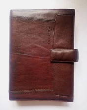 Piquadro Agenda Leather Planner Organizer Cover Brown color Large size Italy