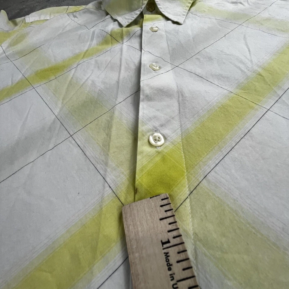 Vintage Guess Button Up Shirt Mens XL White Yellow Plaid Long Sleeve Cotton UAE - Image 4 of 4