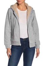 Heartloom Reversible Faux Shearling Hooded Jacket Gray-oatmeal Size S