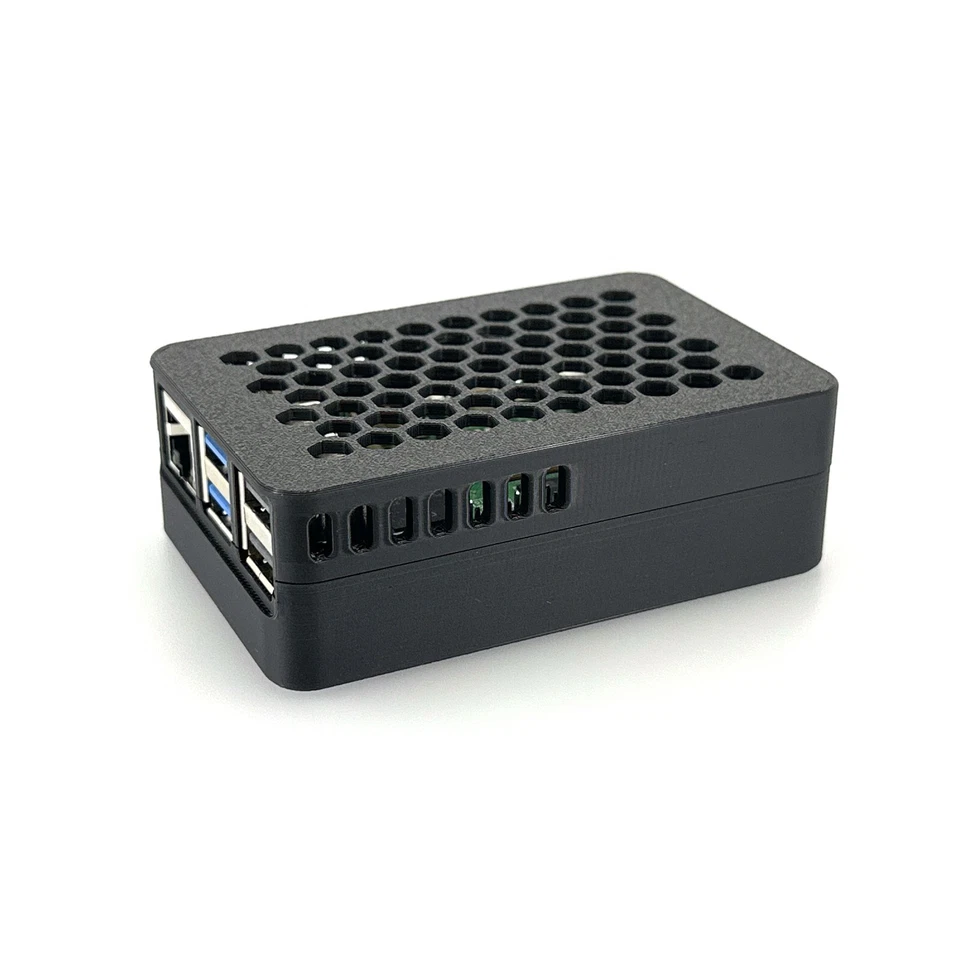 Raspberry Pi 5 Case for Official Raspberry Pi M.2 Hat+, Custom 3D-Printed, Black - Image 3 of 4