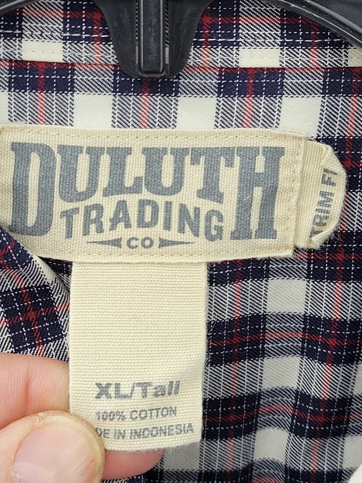 Duluth Trading Shirt Mens XL Tall Black Red White Plaid Long Sleeve Button Up - Image 3 of 4