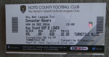 2016-17 Notts County v Doncaster Rovers  - League Two  - Ticket Stub