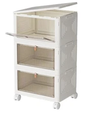 3-Tier Stackable Storage Bins with Lid and Wheels 23QT Space-saving Organizer