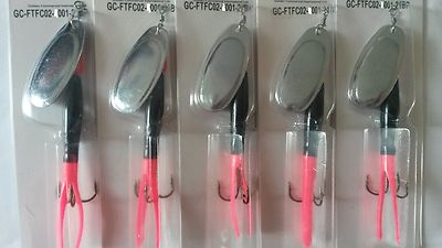 5 Fire Tail FLYING C LURES Klinge Spinner schwarz/rot/grün/rosa/orange, 15 g/21g