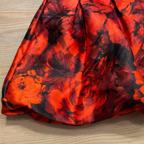 Amy Byer Girl's Bubble Skirt Size 7 Red Roses Floral Print Pleated Cute Skirt - Picture 5 of 12