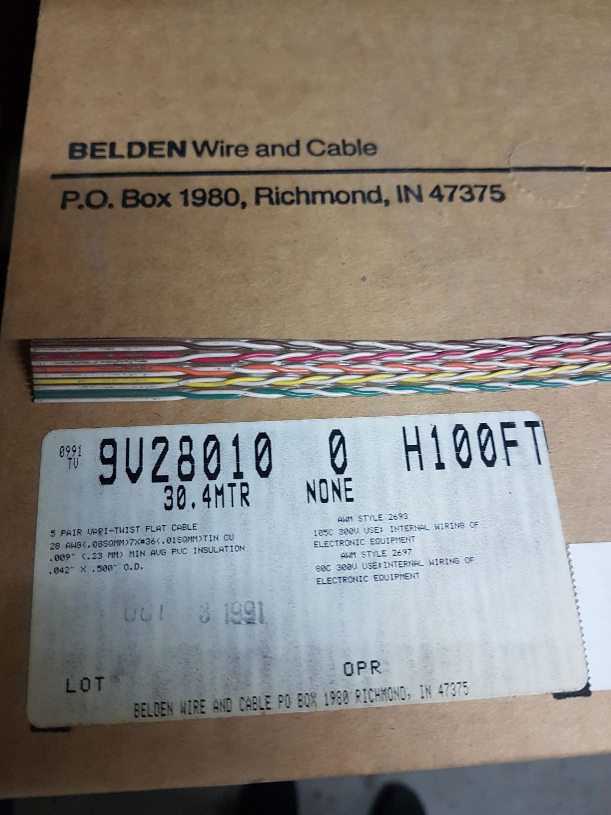 9V280100H100FT BELDEN flat cable 5 pairs twisted NOS 1 unit eBay