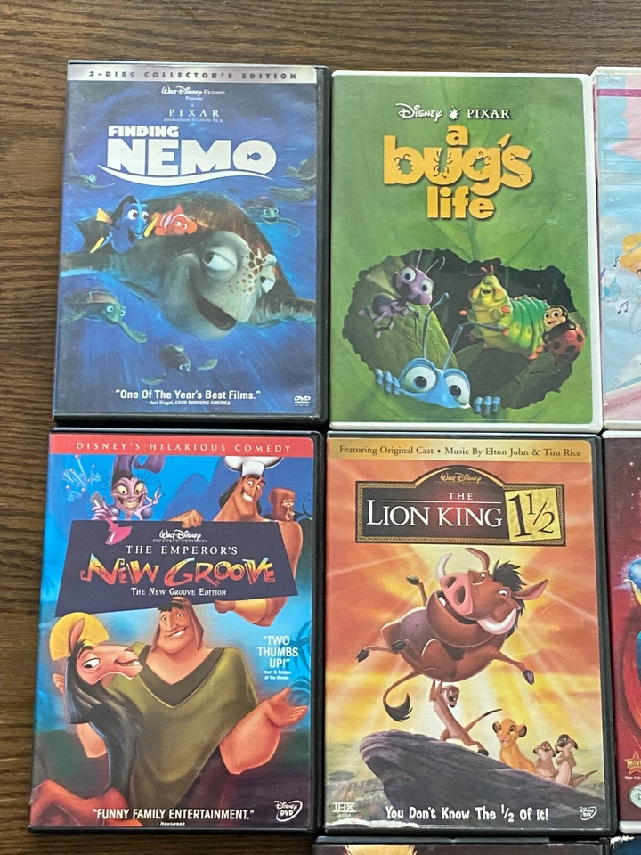 Lot Of 10 DISNEY Kids DVDs - Wall E, Little Mermaid, A Bugs Life, Finding Nemo.. Foto 2 de 4