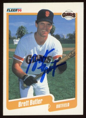 1990 Fleer BRETT BUTLER Signed Card autograph AUTO GIANTS INDIANS METS ...