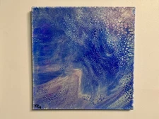 Original Abstract Art Acrylic Fluid Pour  Painting Baby Gender Canvas Wall Decor